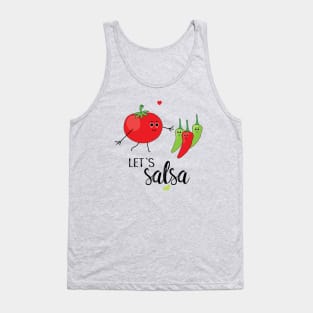 Let's Salsa Cute Cartoon Tomato and Chillies Tank Top